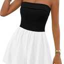 KIRUNDO Summer Rompers For Women 2025 Casual One Piece Strapless Tube Top Sleeveless Skort Short Jumpsuit Beach Vacation S