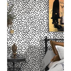 Modern Peel and Stick Wallpaper 17.3" x 393" Self Adhesive Wallpaper Black and White Contact Paper Polka Dot Removable Wall paper Decorative for Bedroom Bathroom Cabinets and Countertops Vinyl Roll