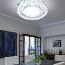 19.6" Dimmable Crystal Chandelier Modern LED Flush Mount Ceiling Light Fixtures for Living Room Bedroom Hallway Kitchen Island Staircase Silver