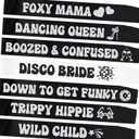 7Pcs Bachelorette Party Sashes 1 Pack Bride Sash and 6 Pack Team Bride Sashes for Retro Bachelorette Bridal Shower Engagement Party Decor Black