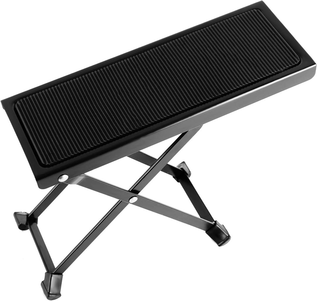EASTROCK Guitar Foot Stool Height Adjustable Folding Guitar Foot Rest Made of Solid Iron Guitar Foot Stand for Classical Guitar (5-level adjustment, Black)