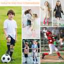 American Trends 4 Pairs Toddler Soccer Socks Kids Youth Baseball Sock Boys Girls knee High Striped Socks Cotton Tube Sock (4-6 Years, Black*2/White*2)