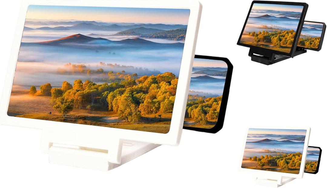 Big Screen Phone Magnifier, Screen Magnifier for Cell Phone, 3D Hd Mobile Phones Magnifier Projector Screens Enlarger for Movies, Videos and Gaming (White)