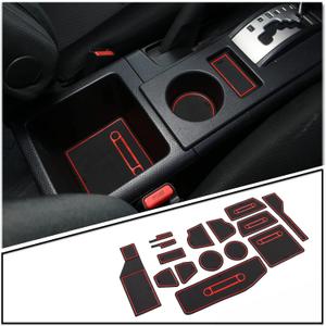 LLKUANG Interior Cup Holder Inserts, Center Console Liner Mats, for Toyota FJ Cruiser 2007-2021 Anti Slip Mat Door Slot Pad Cup Cushion Groove Mat 15-pc Set, Red