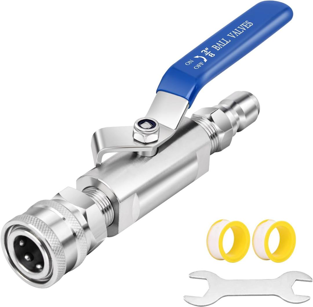Ball Valve Pressure Washer,3/8 Inch Quick Connect Ball Valve for Power Washer Hose Shut Off Valve,304 Stainless Steel,5000 PSI.