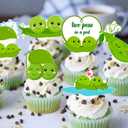 Two Peas in a Pod Twins Cupcake Toppers Twins Baby Shower Decorations 48Pcs Pea Party Cake Topper Decorations Sweet Pea Cupcake Picks for Two Peas in a Pod Twins Gender Reveal Birthday Party Supplies