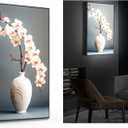 Lighted Wall Art With Built-in LED Lighting, 18W Light Up Decorative Painting for Bedroom, Living Room (Orchid)