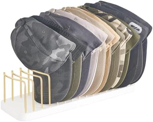 Mkono Hat Organizer for Baseball Caps, Hat Holder for 15 Baseball Caps, Tabletop Hat Rack Stand Storage Display Cap Organizer for Desk Closet Shelf Dresser (White, Medium)