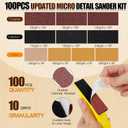 100PCS Professional Micro Detail Sander Kit, 3-in-1 Precision Mini Finger Sander with 60-800 Grit Sandpaper, Small Hand Sanding Blocks Tool for Wood/Furniture/Crafts/Tight Spaces/DIY Projects