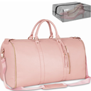 Ytonet Garment Duffle Bags for Travel, Convertible Carry On Garment Bag for Women, Large PU Leather Foldable Travel Bag with Shoe Pouch, 2 in 1 Hanging Suitcase Dress Suit Travel Bags, Pink