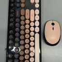 Wireless Keyboard and Mouse, SQMD Colorful Typewriter Retro Keyboard with Round Keycaps, 2.4GHz USB Full-Size Keyboard and Mouse Set for Mac PC Desktop Laptop-BlackBerry Gradient
