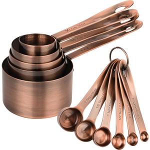 Copper Measuring Cups and Spoons Set, Stainless Steel Measuring Cups and Spoons Set, 5 Metal Measuring cups & 6 Baking Measuring Spoons, Imperial & Metric Measuring Tools Set 11