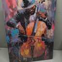 CXHOSTENT Black Jazz Canvas Wall Art Abstract Black Music Painting Prints African American Picture Musical Instruments Artwork for Men Room Decor Framed (Black, 16.00" x 24.00")