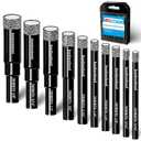 10pc Dry Diamond Core Drill Bits Set, Tile Drill bits for Ceramic Porcelain Marble Granite Stone Glass, Integrated Coolant for Dry Drilling, Round Shank, Size 3/16" 1/4" 5/16" 3/8" 1/2" 9/16" 5/8"