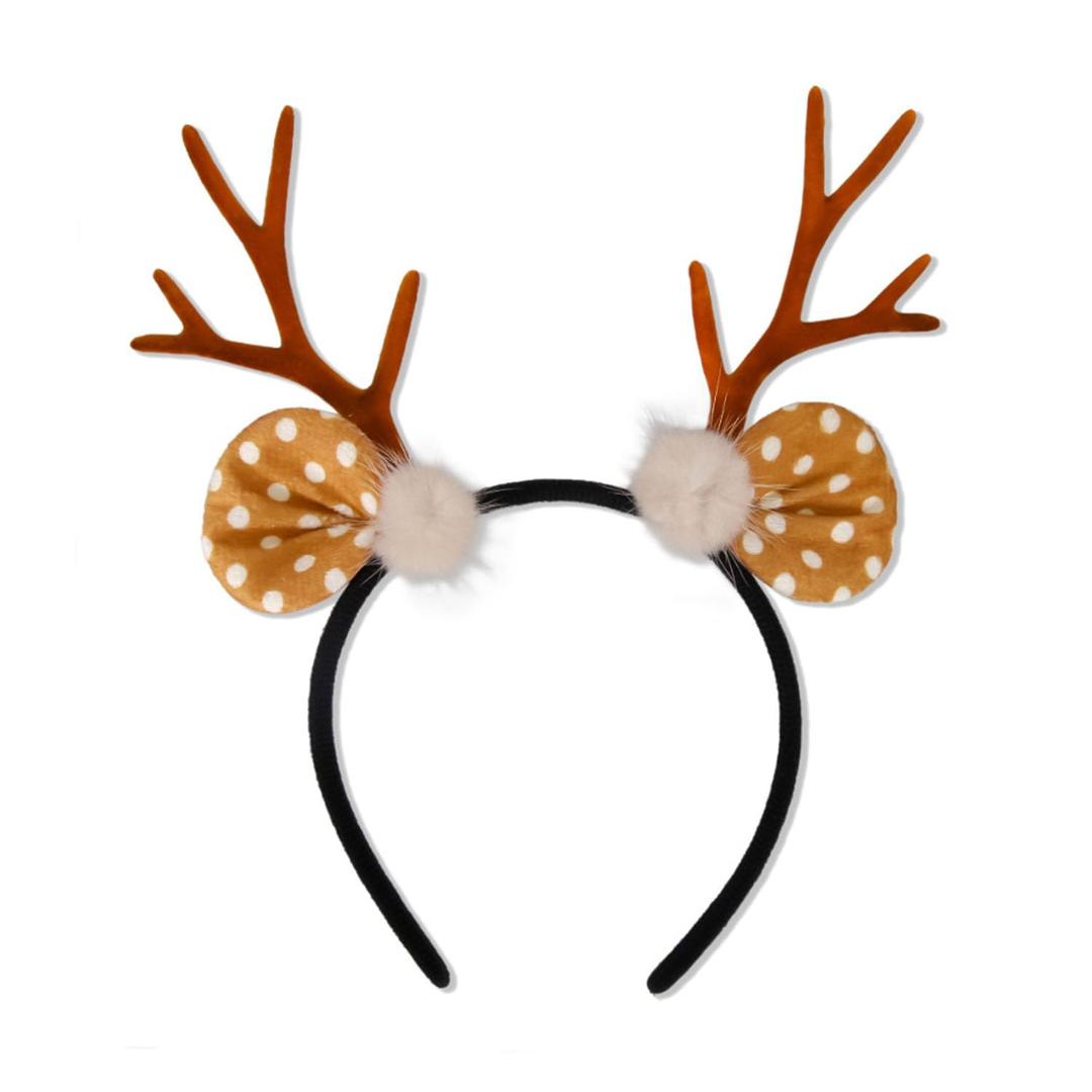2 x Brown Christmas Reindeer Antlers, Fluffy Deer Antlers Hair Accessories for Women, Christmas Holiday Cosplay Costume Party