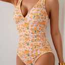 B2prity One Piece Swimsuit for Women Tummy Control Ruched Bathing Suit Push Up Tie Back Swimwear Shell Stitched (M)