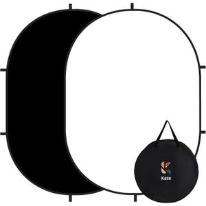 Kate Collapsible Backdrop Audition Backdrop for Headshot Photography,Video Conference,Live Streaming(5'x6.5',1.5x2m,Black/White)