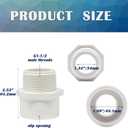 2PCS 1-1/2 Inch Male Thread White PVC Fittings 2-Way PVC Pipe Coupling Adapter Connectors with 1.5" Male Thread Schedule 40 HE054-1-1/2