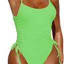 Pink Queen Womens One Piece Swimsuit Ruched High Cut Tummy Control Bathing Suit, Small
