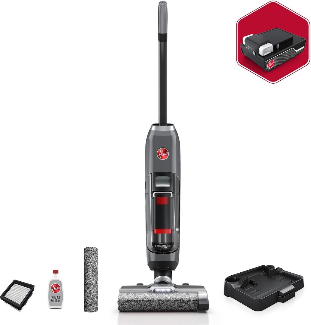 Hoover ONEPWR Streamline Cordless Hard Floor Cleaner Machine | Portable Floor Cleaning Machine, Self Cleaning System, Wash and Dry Mode, Ideal for Hardwood, Luxury Vinyl, Tile and More