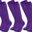 2 x Youper Youth Baseball & Softball Socks Over The Calf Length (3 Pairs) (Purple)