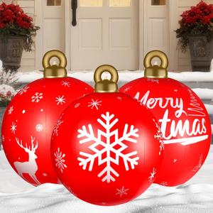 3 Pcs 24 Inch Giant Inflatable Christmas Balls,Large Outdoor Inflatable Christmas Balls for Yards, Lawns, Porches, Gardens, Front Doors or Windows Christmas Decorated