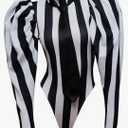 VEECOOCOS Women's Sexy Black White Striped Bodysuit