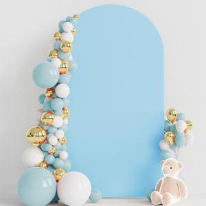 Wokceer 7.2FT Wedding Arch Cover Spandex Fitted Wedding Arch Stand Covers Round Top Chiara Arch Backdrop Cover for Birthday Party Ceremony Banquet Decoration Dusty Blue