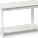Pemberly Row Engineered Wood TV Stand, Espresso Finish, Fits TV up to 39", 35.43" W x 15.67" D x 21.69" H, Contemporary Design with Bottom Shelf Media Storage, Living Room Entertainment Console, White