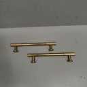 khtumeware 5 Inch Hole Center 2 Pack Brushed Brass Heavy Duty Solid Warm Brass Cabinet Pulls, Kitchen Drawer Handles, for Dresser cabinets, cabinets
