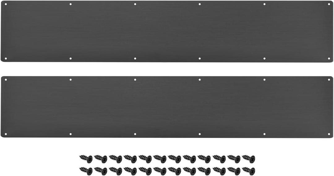 2pcs Door Kick Plate, 6 x 34 Inches Aluminum Kick Plate Door Plate, 2 mm Thickness, for Exterior Front Door or Back Door, Black