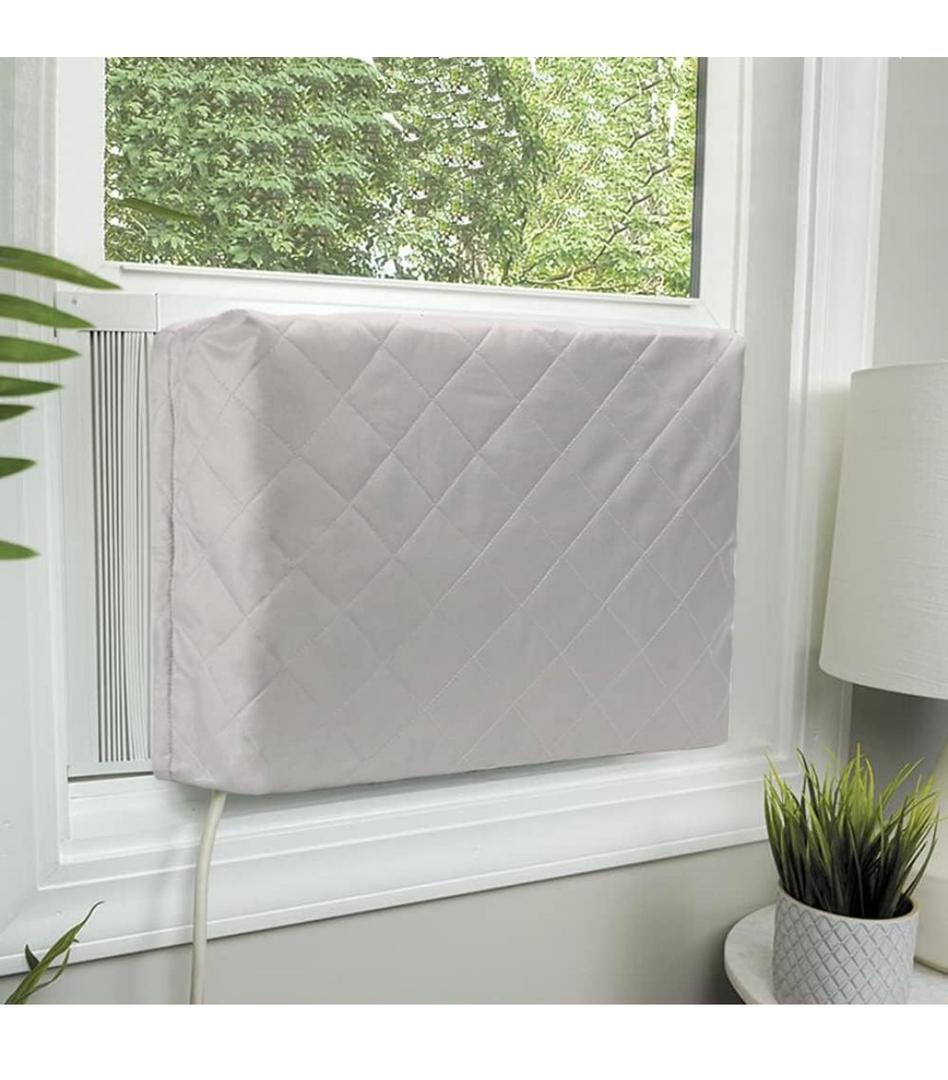 HOXHA Indoor Air Conditioner Cover for Window Units,Double Insulation Anti-Rust Adjustable Inside Window AC Cover with Free Elastic Straps