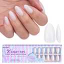 BTArtboxnails Almond Gel Nail Tips Short - Pre Colored Milky White Soft Gel Nail Tips, Milky White Press on Nails, Natural XCOATTIPS