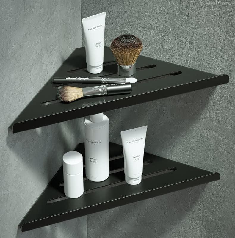2 Pack Corner Shower Caddy, Adhesive Bathroom Shelf Wall Mounted, No Drilling Kitchen Racks Shower Caddies, Storage Organizer for Toilet, Kitchen and Dorm,304 Stainless Steel Black