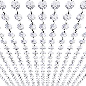 99ft Acrylic Crystal Garland Strands - Hanging Chandelier Gem Bead Chain - 14mm Clear Octagon Prism Diamond String Decorations for Wedding Party Manzanita Centerpiece Christmas Tree