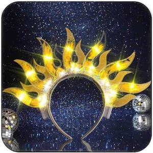 DRESBE Light Up Sun Headband LED Fire Headbands Flame Hair Accessories for Women