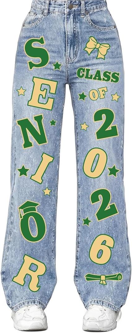 Gersoniel Class of 2026 Senior Iron on Transfers for Jeans Graduation Heat Transfer Stickers 2026 Senior Gift Decorations Iron on Patches for Backpack Jacket T-Shirt DIY Crafts(Green, Yellow)