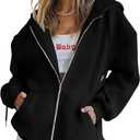 PRETTYGARDEN Women's 2025 Zip Up Y2K Hoodies Casual Long Sleeve Sweatshirts Fall Spring Track Jackets with Pockets (Large, Black)