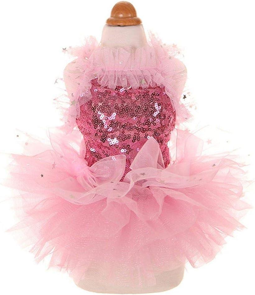 Fashion Sweet Puppy Dog Blingbling Princess Skirt Pet Dog Lace Cake Camisole Tutu Dress Pink Small (S( Back:8.0" Chest:13.0"))