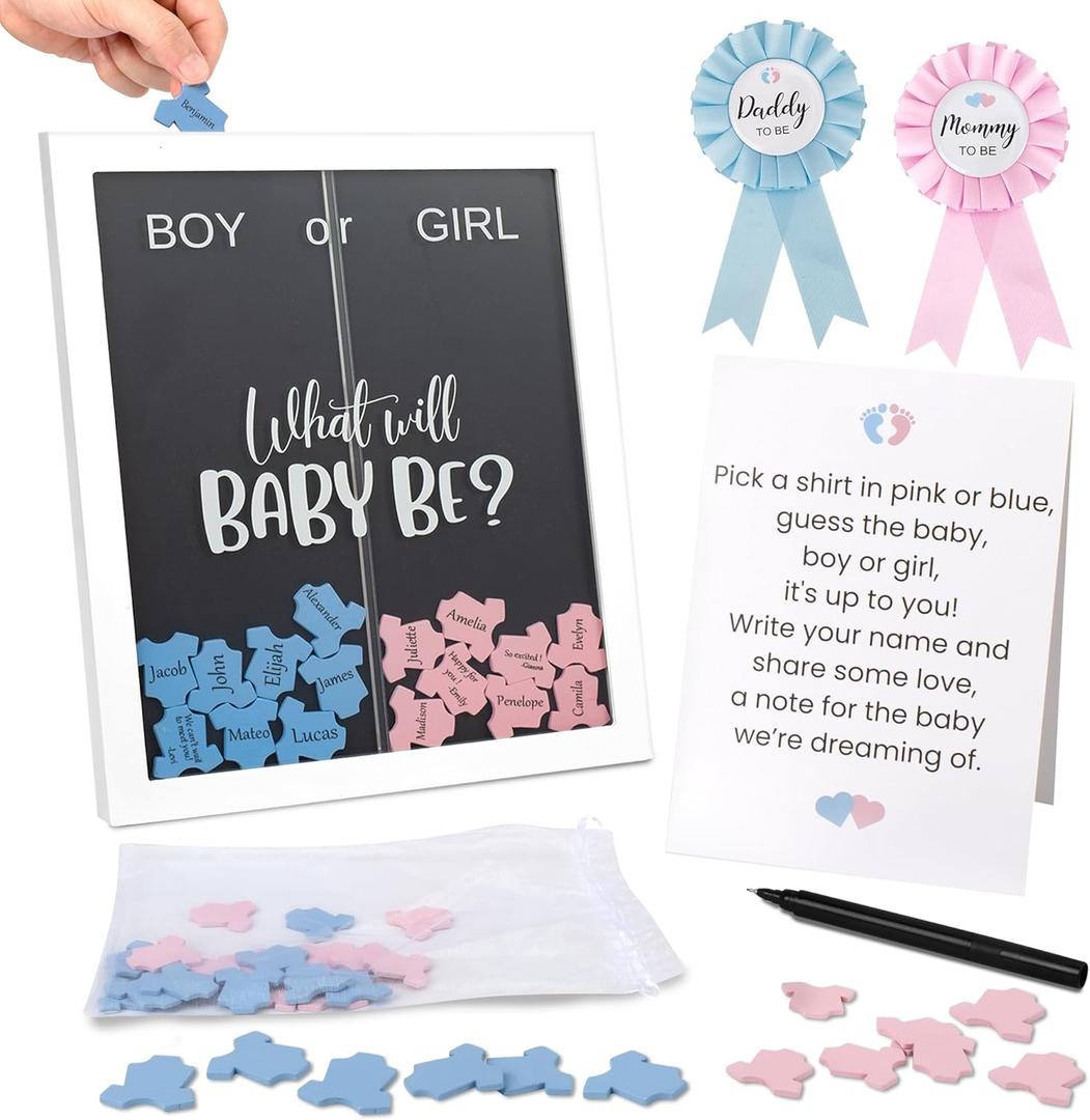 Gender Reveal Decorations for Party Wooden Voting Board Game Keepsake, Baby Shower Gender Reveal Game, Guest Book Alternative, Cast Your Vote Boy or Girl, Gender Reveal Party Games for Guests