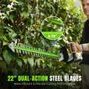 Hedge Trimmer Cordless 22" - 21V Powerful Electric Hedge Trimmer with 2 x 2.0Ah Batteries and Fast Charger, Easy to Use, 3200RPM Lightweight Battery Powered Bush Trimmers for Garden, Yard Care, GT860