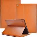 for Ipad Case 10.2-inch 9th/8th/7th Gen 2021/2020/2019 Genuine Leather Cover Protective Shell,Auto Wake/Sleep.Yellow Brown