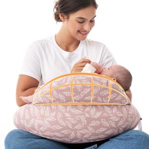 Momcozy Original Nursing Pillow for Breastfeeding-Pioneering Safety Fence- Wider Feeding Pillows for More Support for Mom & Baby- Easier Nursing & Hand Free- Fit for All, Removable Cotton Cover (Light Pink)