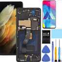AMOLED for Samsung Galaxy S21 Ultra 5G Screen Replacement with Frame for Samsung S21 Ultra Screen Replacement kit SM-G998u G998a G998w LCD Touch Display digitizer with Tools BlackUS Version