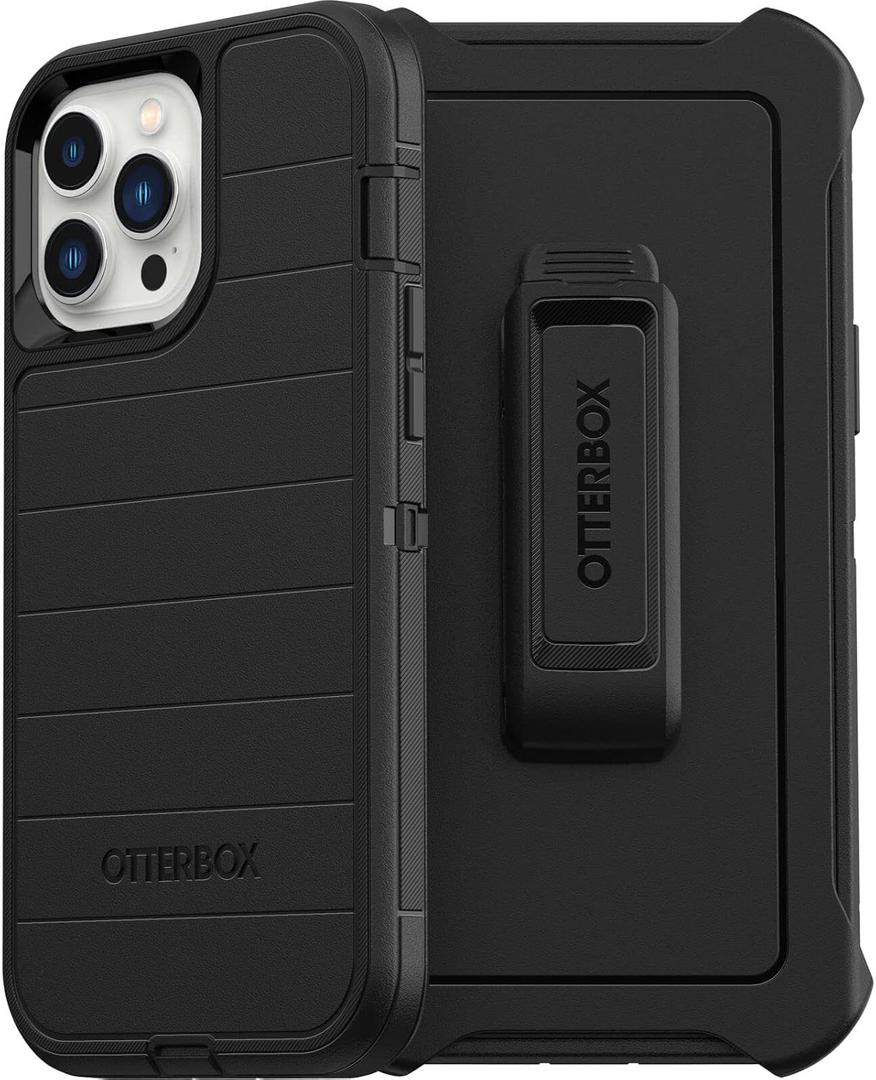 OtterBox iPhone 13 Pro Max & iPhone 12 Pro Max Defender Series Case - Black, Rugged & Durable, with Port Protection, Includes Holster Clip Kickstand