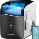 EUHOMY Smart Nugget Ice Maker Countertop, Portable Sonic Ice Maker with APP Control, 40lbs/24H, Ready in 8 Mins, Self-Cleaning, Pebble Ice Machine with Hanging Ice Scoop for Home/Kitchen/Office (Black)