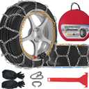 Auto-Fixing Snow Chains, 30s Quick Fit Easy Installation Tire-Chains, Portable Reusable High Carbon Steel Anti Slip Tire Chain for Passenger Car, Pickup Trucks and SUV - Set of 2 (HKN-110)