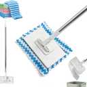 Snap Grip Mini Mop,Cloth Changing Mini Mop,27inch Long Handle Mopping Stick,360° Swivel Head,Dry and Wet Use,Ideal for Tight Corners,Tile,and Hardwood(White,6 Cloth)