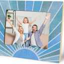 Blue Sun Picture Frames 5x7, Retro Blue Boho Neutral Sun Sunshine Picture Photo Frame for Bohemian Home Bedroom Living Room Desk Table Decor, Boho Photo Frame