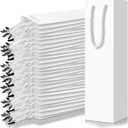 Fulmoon 80 Pack Wine Gift Bag Bulk Wine Bottle Paper Gift Bags Reusable Handbags Liquor Bottle Handbags with Handles for Shopping Wedding Party Birthday 3.7 x 3.5 x 14 Inch (White)